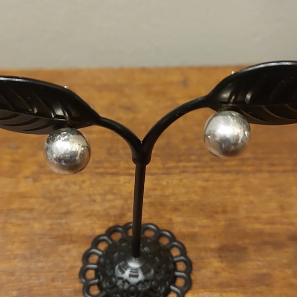 Mexican 925 Silver Round Ball Stud Earrings - Picture 2 of 8